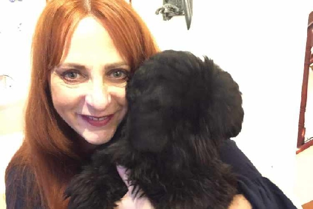 Candice with her shih tzu Bruce