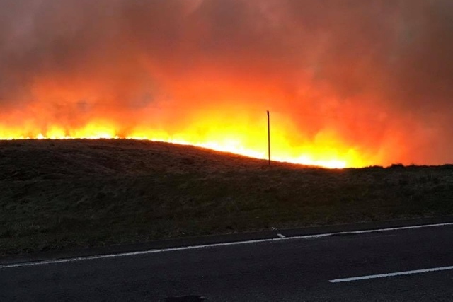 A62 Huddersfield Road during the latest fire A62 Huddersfield Road during the latest fire