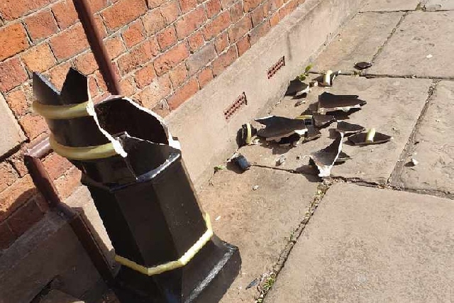 The item was smashed outside her office in Oldham Town Centre on Tuesday morning The item was smashed outside her office in Oldham Town Centre on Tuesday morning