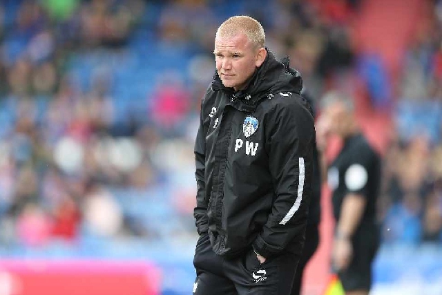 Pete Wild during the 5-2 defeat to Northampton Town