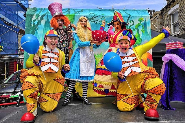 Circus performers entertained the hundreds of people on Saturday