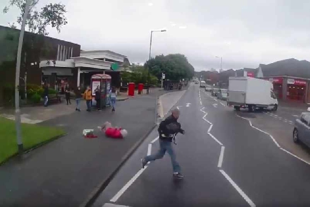 The man was seen running across Middleton Road in Chadderton