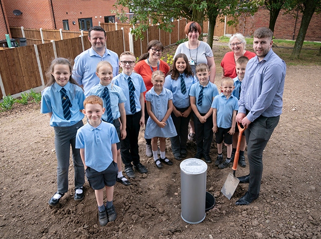 (From left): FCHO's Jamie Smith, teacher Miss Wood, Head Miss Bowers, Cllr Roberts and FCHO's Reece Cumiskey with some of the Thorp Road pupils (From left): FCHO's Jamie Smith, teacher Miss Wood, Head Miss Bowers, Cllr Roberts and FCHO's Reece Cumiskey with some of the Thorp Road pupils