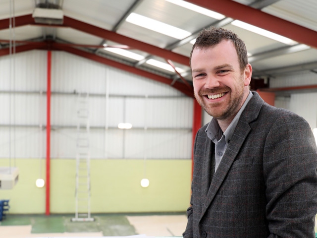 David Wadsworth of Cornerstone with plans inside the empty building following hand-over and more recent building work inside the premises at Acorn Street, Lees, Oldham.