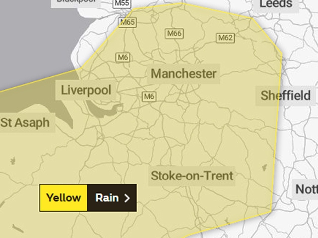 A Yellow Weather Warning is in place A Yellow Weather Warning is in place