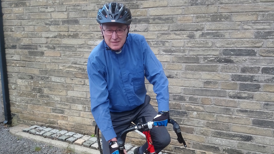 Rev John Rosedale on his bike
Rev John Rosedale on his bike