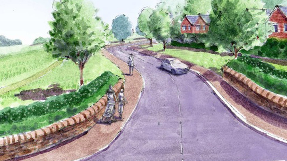 Artist's impression of new estate west of Smithy Bridge