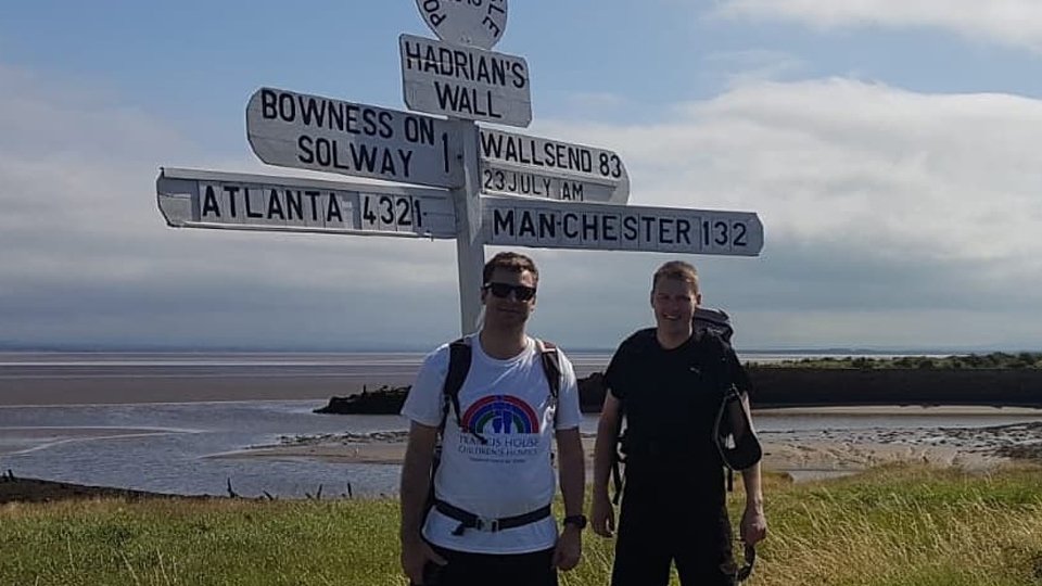 Andrew Shaw and Andrew Lindsay walking Hadrian's Wall