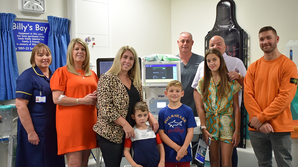 Billy Cooney's family with A & E Staff at Royal Oldham Hospital. 