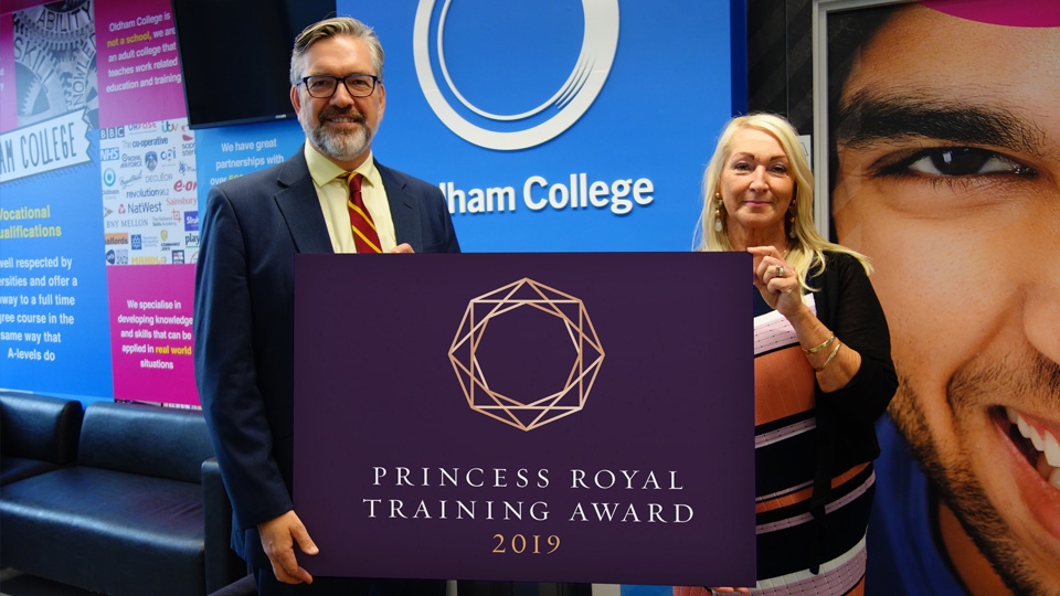 Oldham College celebrated winning the award.