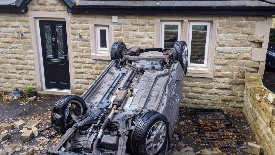 The scene of the crash on Church Road, Uppermill