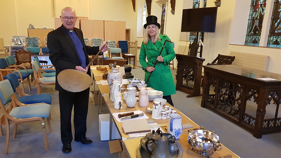 Caroline Hawley, complete with Victorian top hat, pictured with Rev John Rosedale Caroline Hawley, complete with Victorian top hat, pictured with Rev John Rosedale