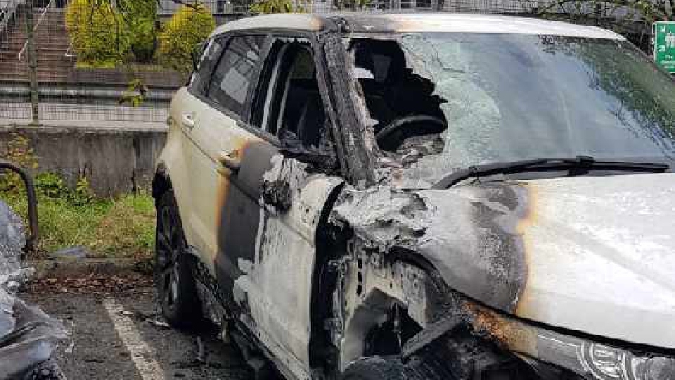 One of the destroyed cars found at the Saddleworth Business Centre One of the destroyed cars found at the Saddleworth Business Centre