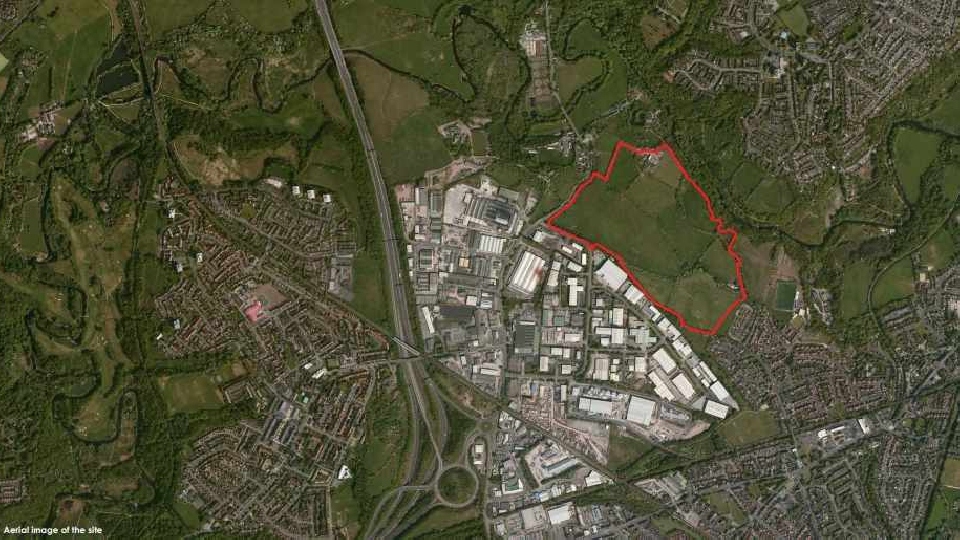 An aerial image of the proposed Bredbury Gateway site