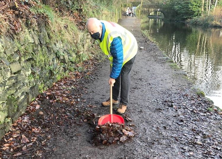 Peter Killan while clearing the towpath on the Huddersfield Narrow Canal