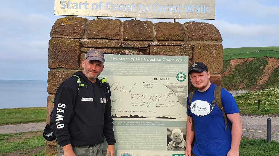 Peter Keenan and Jay Hallows pictured at the start of their Coast to Coast hike