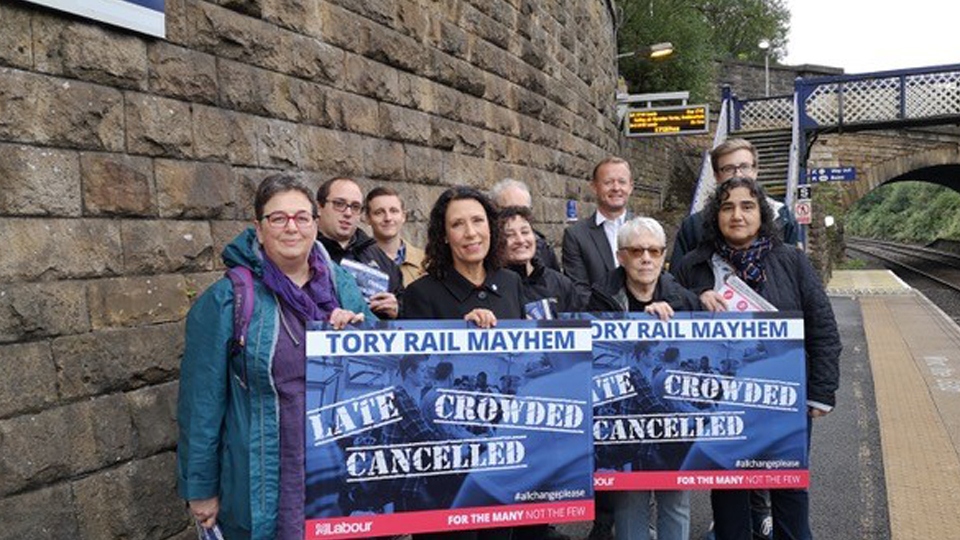 Debbie Abrahams and supporters seen here at one of her many campaigning visits to Greenfield station in recent years.
 
