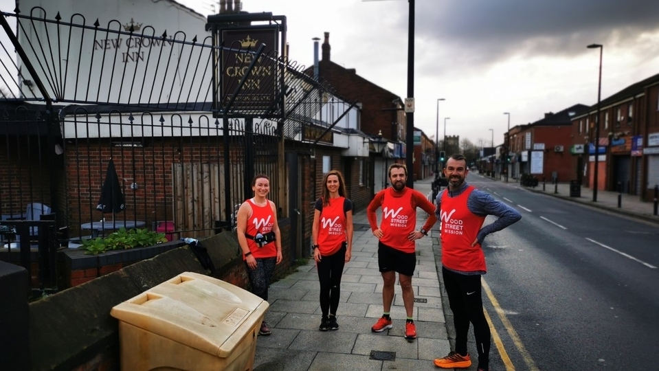 Time for a breather . . . Howard (third from left) with his pals from Blackley and North Manchester AC