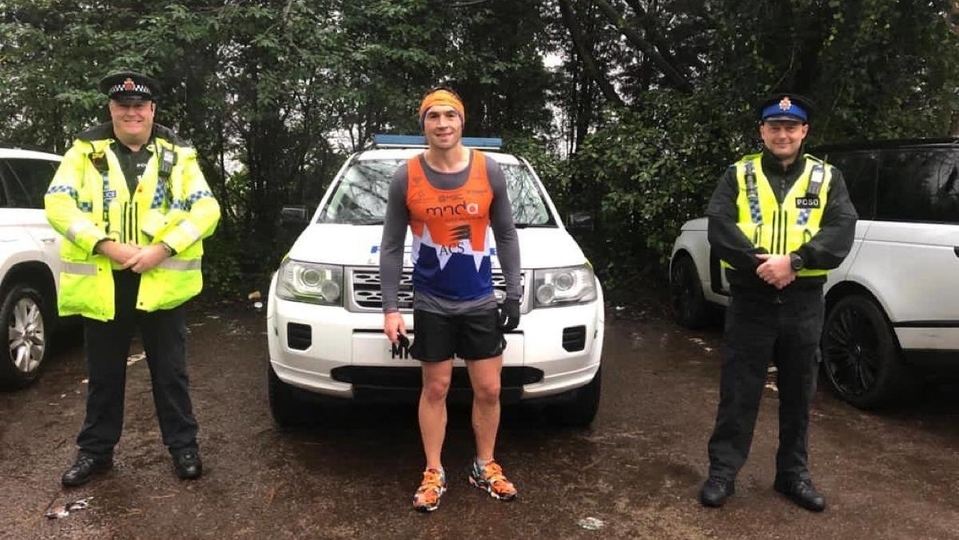Local hero Kevin Sinfield completed his seven marathons in seven days earlier this week. Picture courtesy of the GMP Saddleworth and Lees Facebook page Local hero Kevin Sinfield completed his seven marathons in seven days earlier this week. Picture courtesy of the GMP Saddleworth and Lees Facebook page