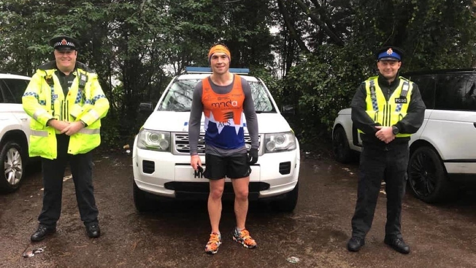 Local hero Kevin Sinfield completed his seven marathons in seven days earlier this week. Picture courtesy of the GMP Saddleworth and Lees Facebook page 