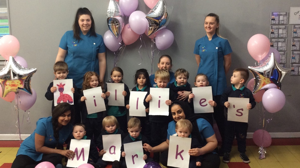 Staff and children from Moorside Nursery