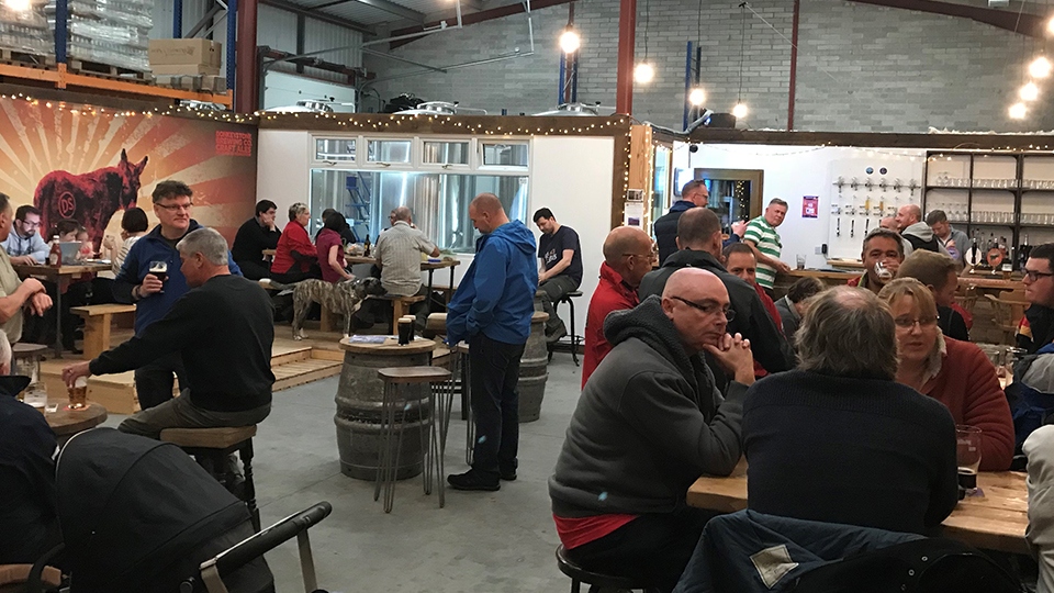 The tap room at Donkeystone Brewery