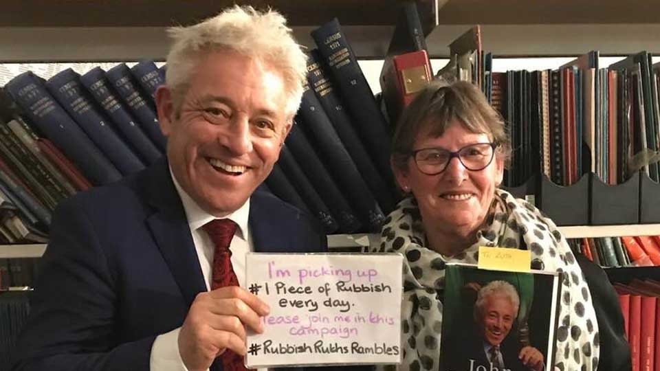 Anti - Litter campaigner Ruth with John Bercow 