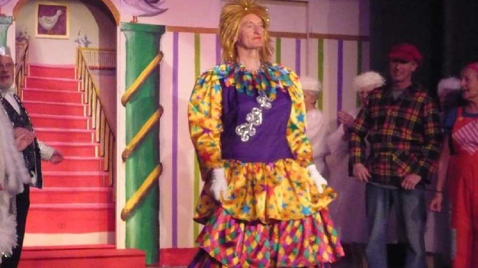 After 28 years in front of the footlights, John Butterworth has decided to hang up his frocks After 28 years in front of the footlights, John Butterworth has decided to hang up his frocks