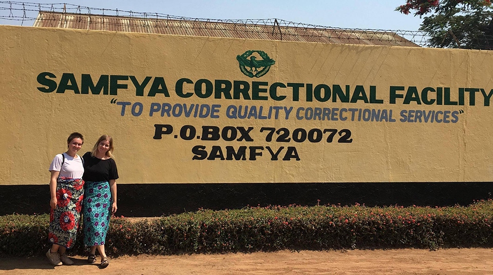 Dobcross's Rachel Kilburn is pictured (right) in Zambia