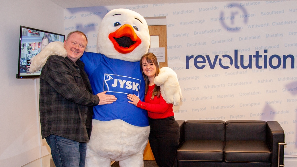 Get along and see the JYSK mascot at the new Oldham store grand opening this Saturday