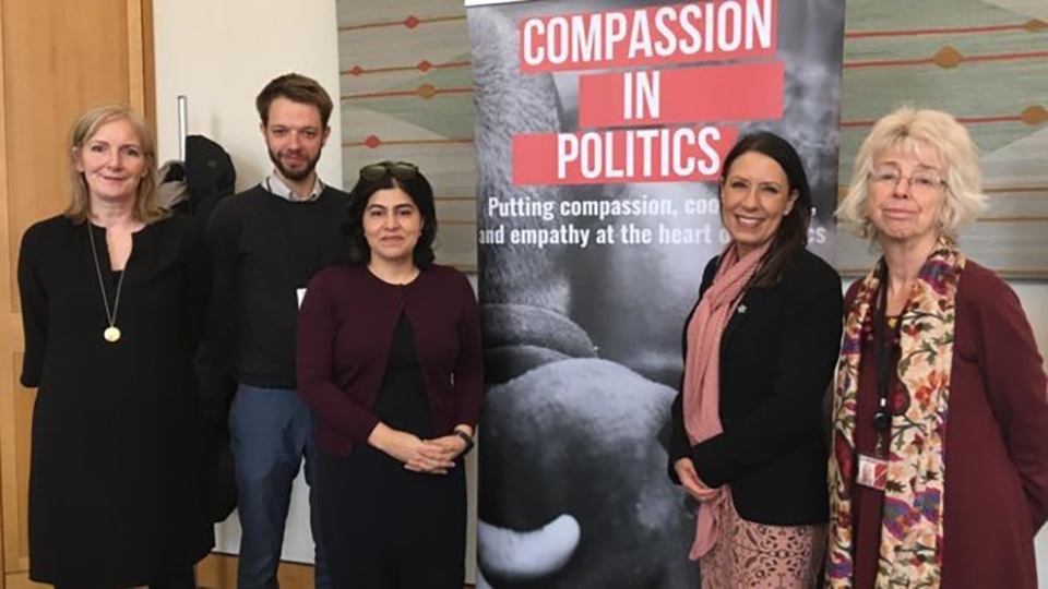 Pictured left to right - Jennifer Nadel and Matt Hawkins, directors of Compassion in Politics with Baroness Warsi, Debbie Abrahams, and Baroness Lister.
Picture courtesy of Compassion in Politics