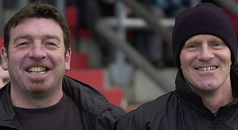 Rick Holden is pictured (left) with fellow Latics legend Andy Ritchie