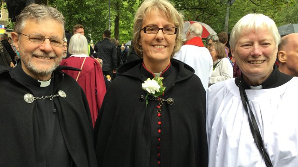 Rev Canon Sharon Jones is pictured (centre)