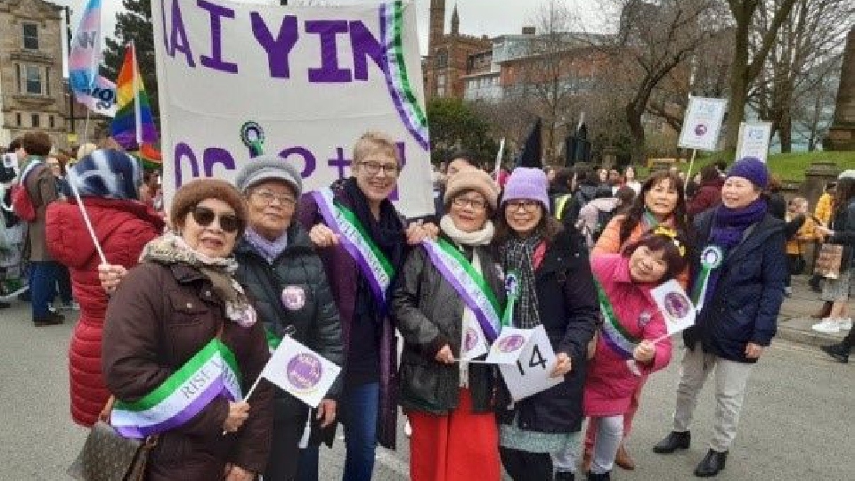 Members of the Wai Yin Society pictured at the International Women's Day Walk For Women March earlier this year