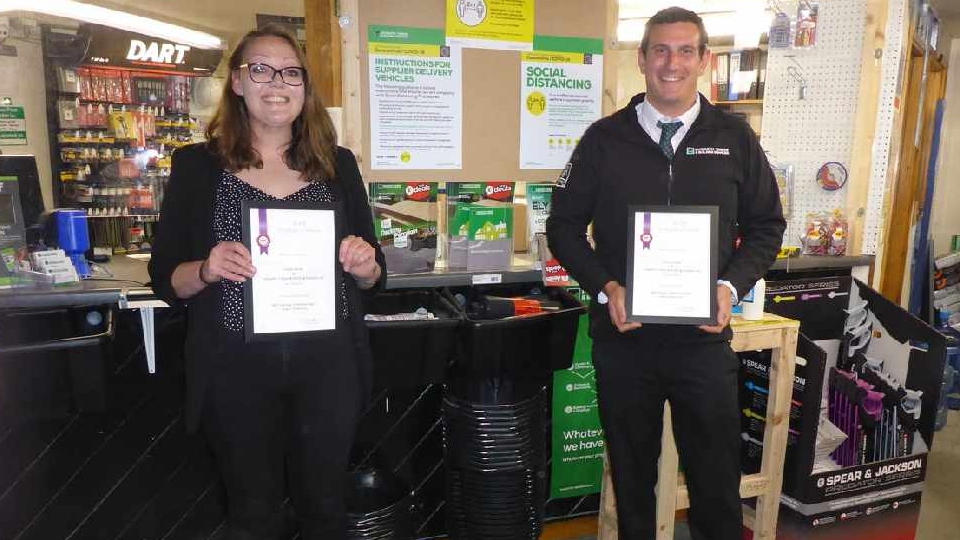 Hayley Parker and Thomas Howe are pictured showing off their certificates