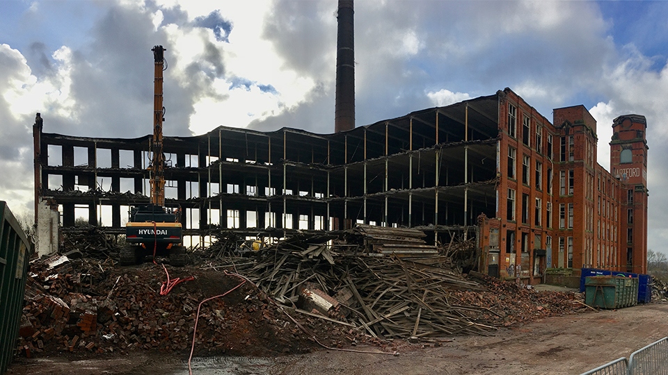 Hartford Mill in Oldham, which is now being demolished Hartford Mill in Oldham, which is now being demolished