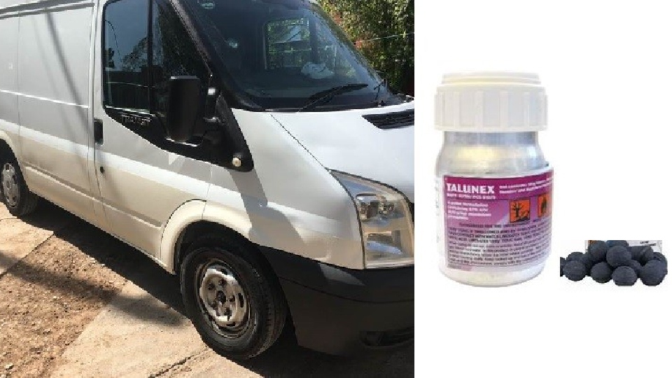 Police were called to reports that a Ford Transit van (ND59 VBE) contained hazardous materials