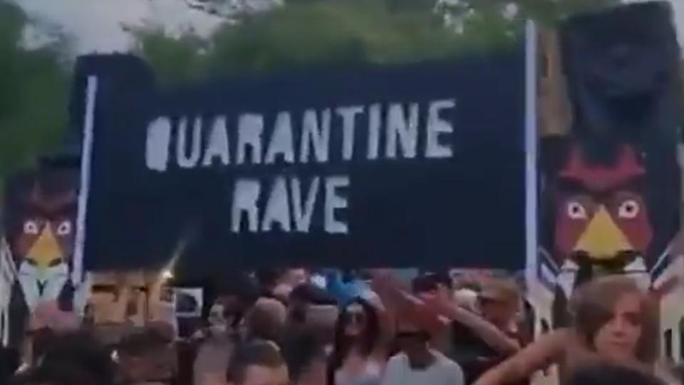 A scene from the recent, now infamous, illegal rave at Daisy Nook Country Park