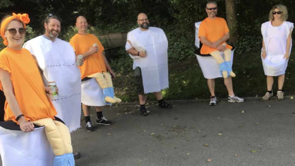 Flushed with success: some of the walkers Flushed with success: some of the walkers