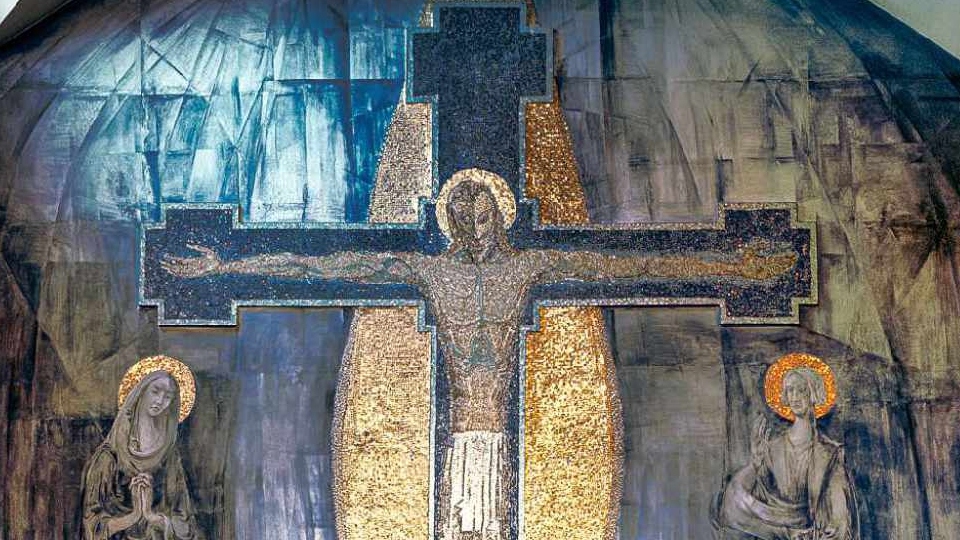 'The Crucifixion' by George Mayer-Marton inside Christ Church of the Holy Rosary in Fitton Hill