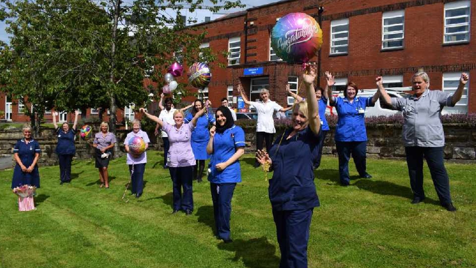 The Ward T5 team at the Royal Oldham Hospital celebrate SCAPE accreditation