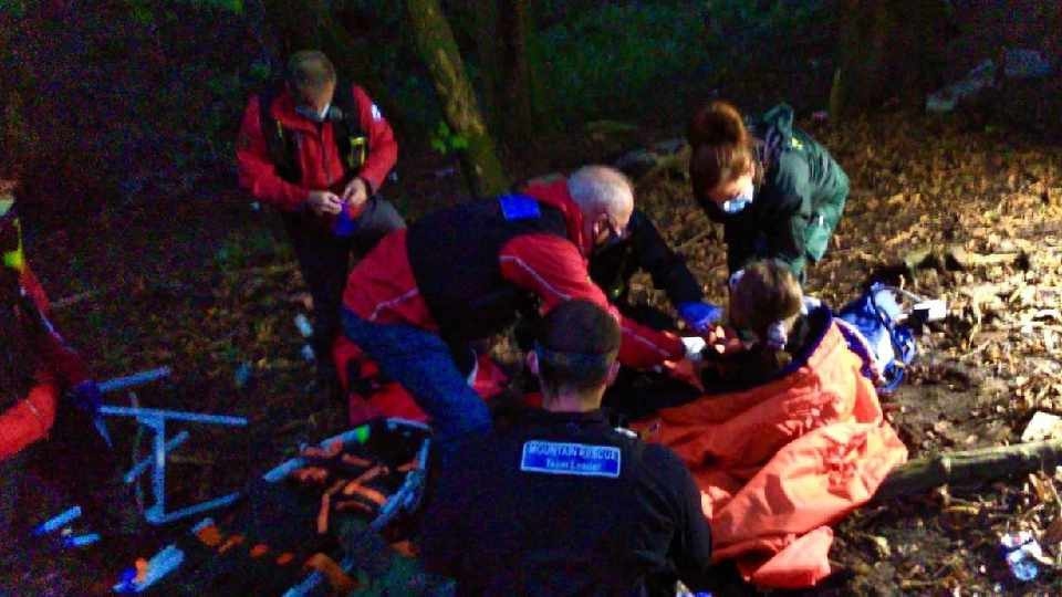 Masked OMR and NHS teams work on rescuing the girl Masked OMR and NHS teams work on rescuing the girl