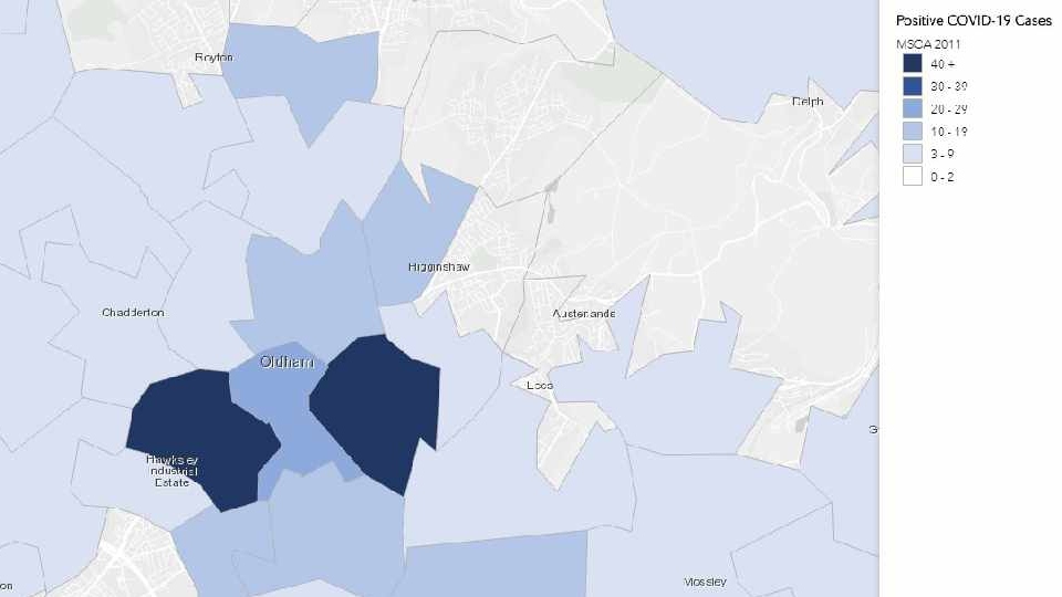 According to the latest figures, only Bolton has a higher infection rate in Greater Manchester than Oldham. According to the latest figures, only Bolton has a higher infection rate in Greater Manchester than Oldham.