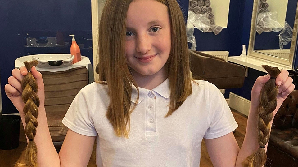 Evie cut 10 inches off her hair for the Little Princess Trust