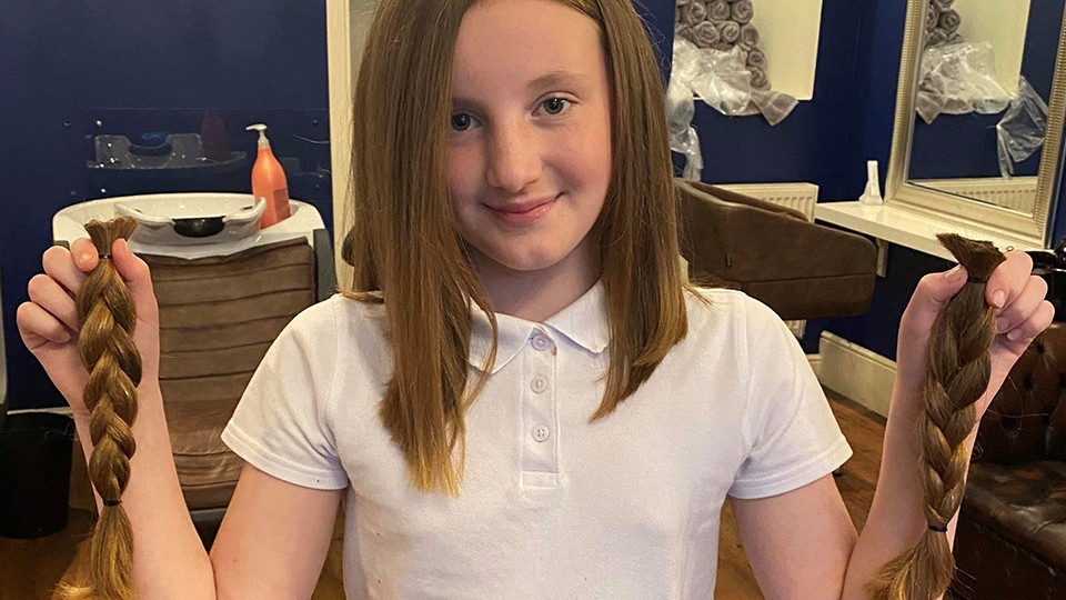 Evie cut 10 inches off her hair for the Little Princess Trust Evie cut 10 inches off her hair for the Little Princess Trust
