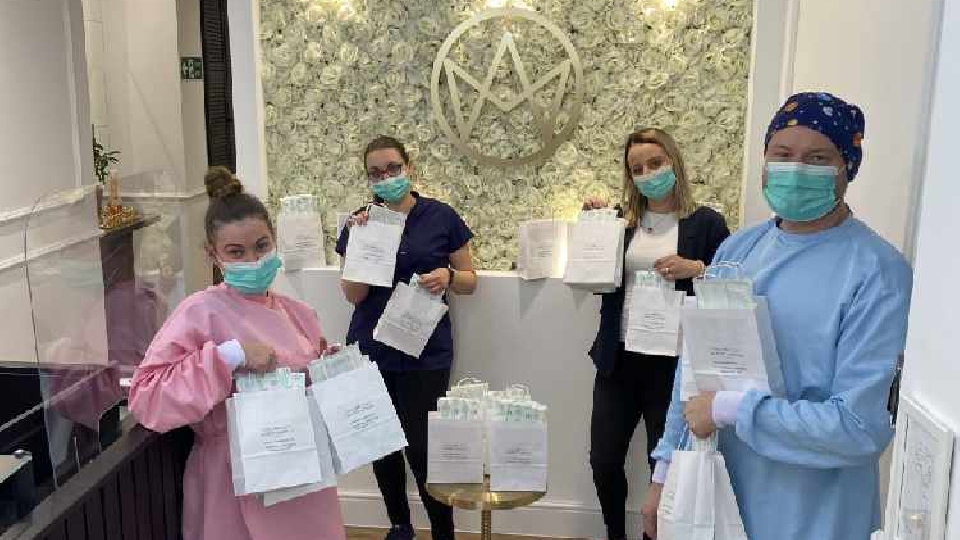 The Ascroft Medical team packing supplies to send to the FOMO charity The Ascroft Medical team packing supplies to send to the FOMO charity