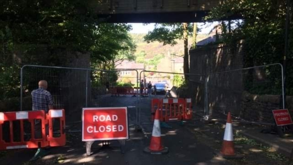 The wooden bridge over Church Lane in Uppermill - part of the Pennine Bridleway - had to be closed on safety grounds after defects were spotted in the structure The wooden bridge over Church Lane in Uppermill - part of the Pennine Bridleway - had to be closed on safety grounds after defects were spotted in the structure