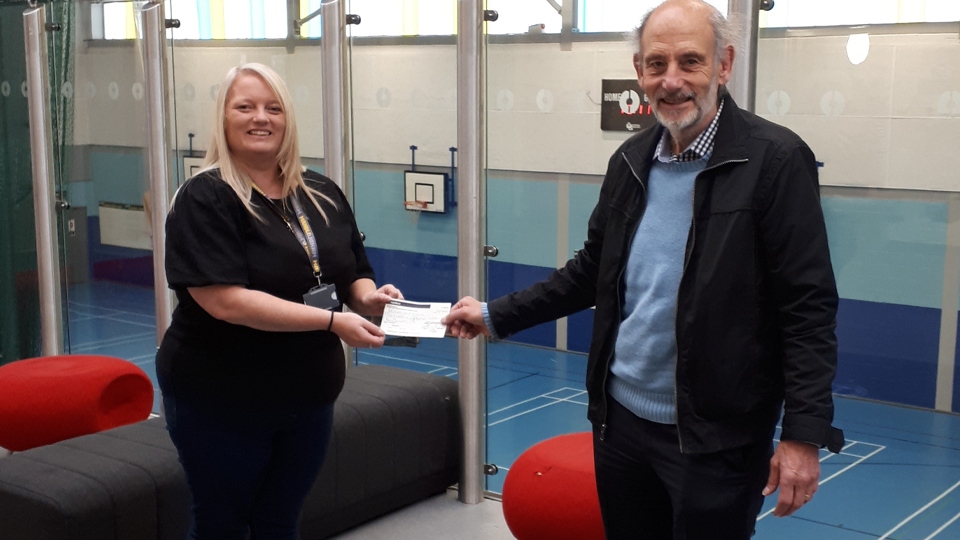 Saddleworth Rotary Club Vice President Ian Brett, right, with Claire Crossfield from Mahdlo Saddleworth Rotary Club Vice President Ian Brett, right, with Claire Crossfield from Mahdlo