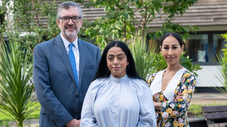 Alun Francis, Cllr Arroj Shah, and Rubbi Bhogal-Wood