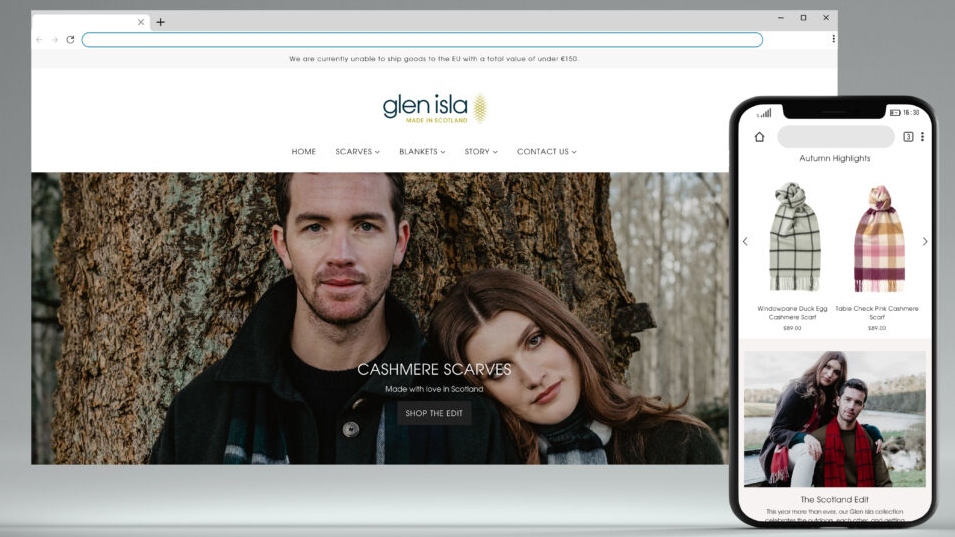 Royton based agency Digitl with their new website for Glen Isla Cashmere